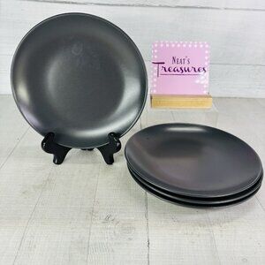 Ikea of Sweden 12011 Dark Gray Matte Round Stoneware Salad Lunch Plates Set 4